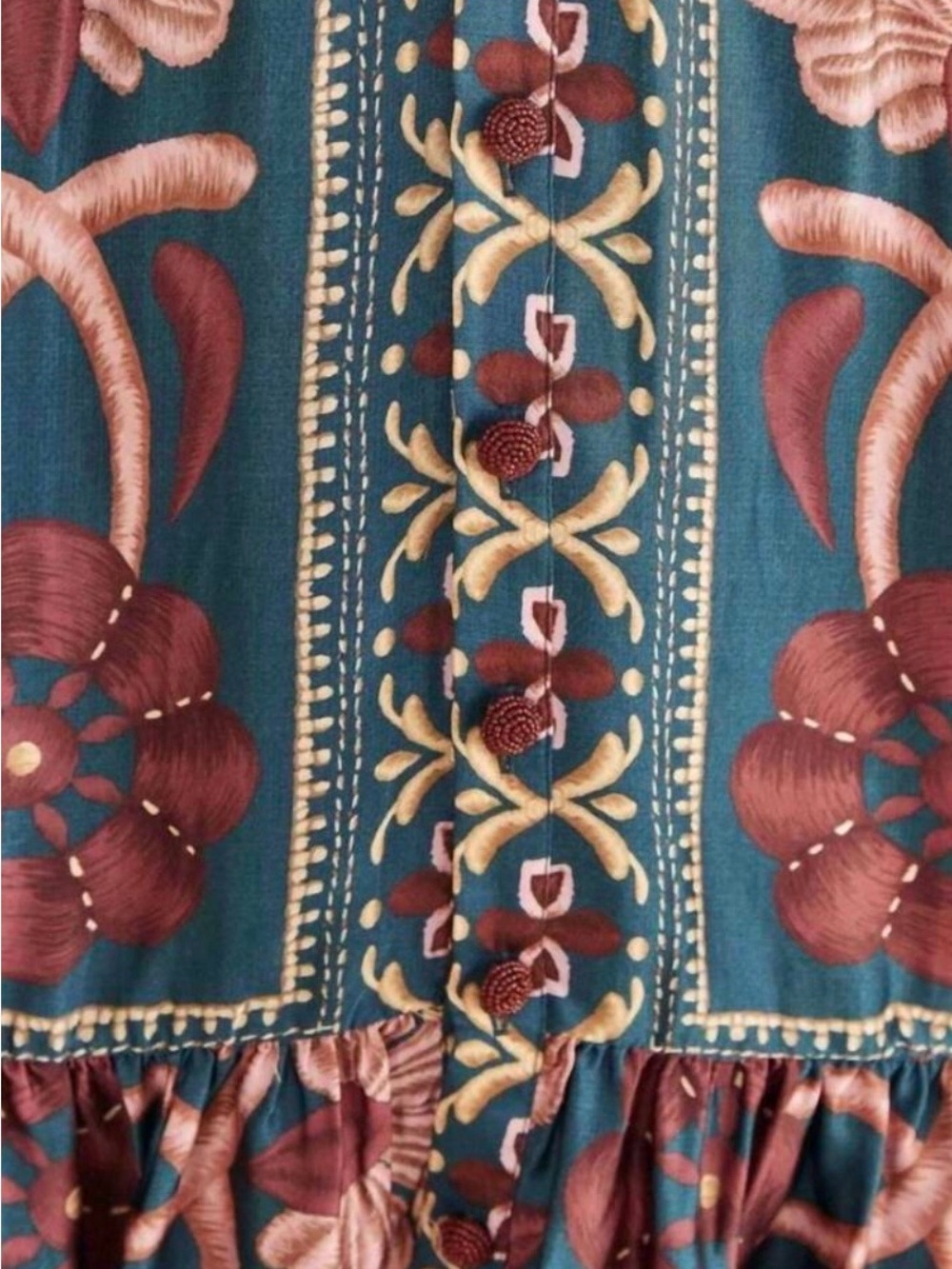 FARM Rio Seashell Tapestry Balloon-Sleeve Minidress - Picture 4 of 7